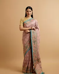 Engagement Glory Purple Silk Saree with Embroidery and Zari - View 4