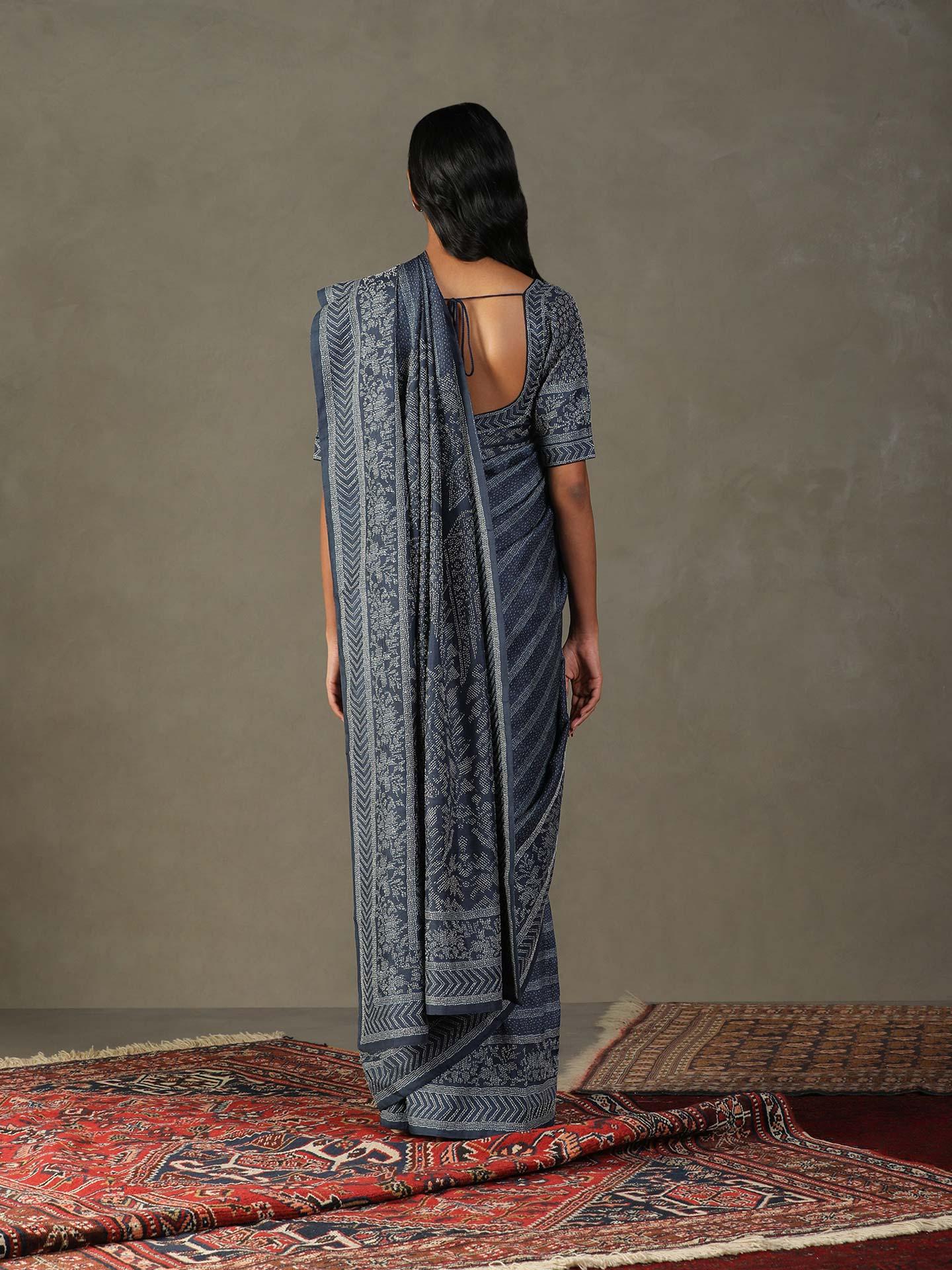 Blue Mirage Ayati Saree With Unstitched Blouse - View 2