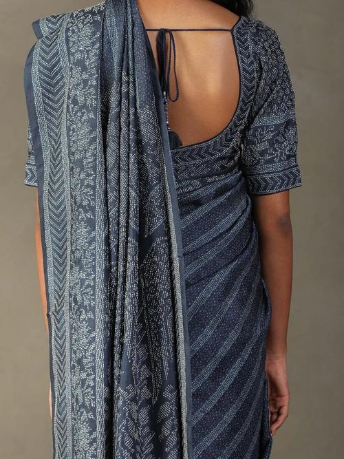 Blue Mirage Ayati Saree With Unstitched Blouse - View 5