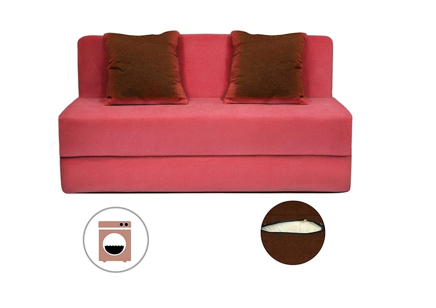 PumPum EPE Foam 2-Seater Sofa Cum Bed ? 36 Inch Width, Convertible Design, Lightweight & Foldable (Peach) - View 2