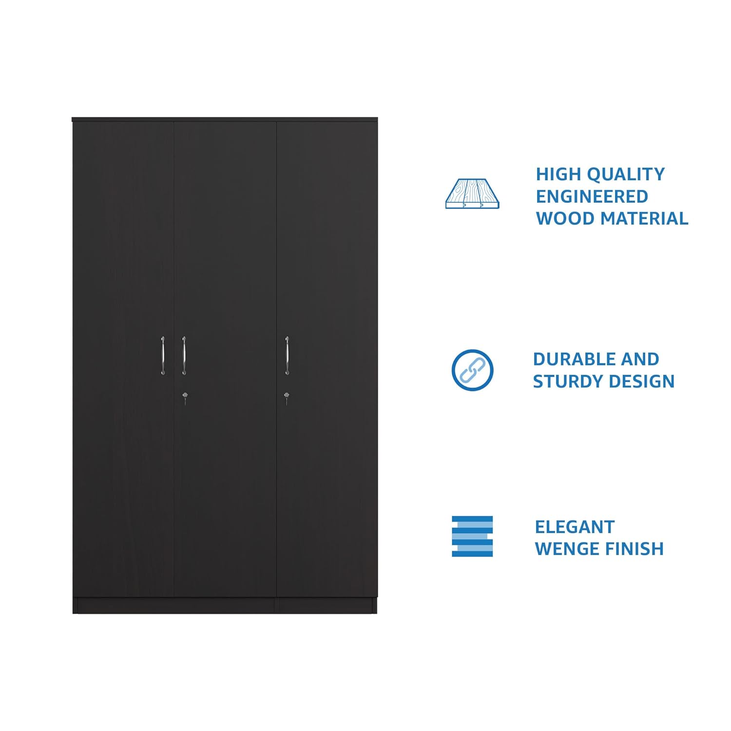 Amazon Brand - Solimo Alpha 3 Door Engineered Wood Wardrobe Drawer (Wenge Finish) - View 5