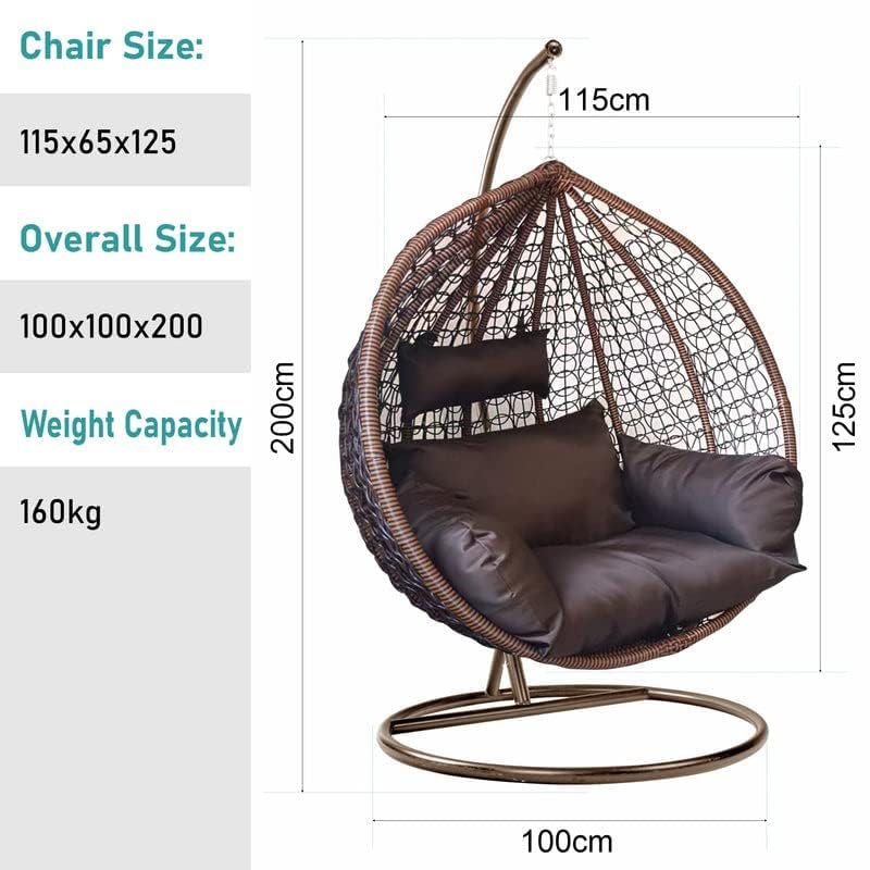 Single Seater Swing Chair with Stand & Cushion Outdoor Indoor Balcony Garden Patio,Powder Coated Frame,UV Protected Wicker,Premium Cushion, Metal - View 3