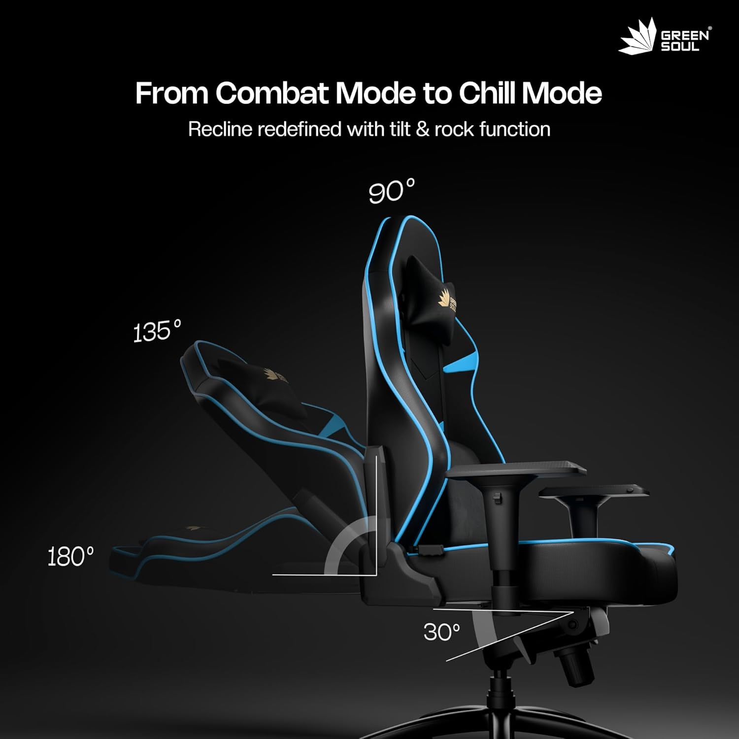 Gaming & Office Chair| Premium Spandex & PU Leather Fabric | Adjustable Neck, Lumbar Pillow | 4D Adjustable Armrests (Black Blue) - View 4